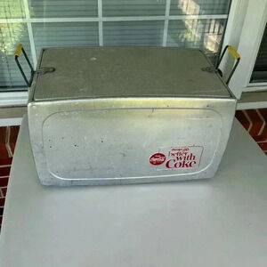 VTG 50’s Things Go Better With Coke Aluminum Progress Refrigerator Co. Cooler